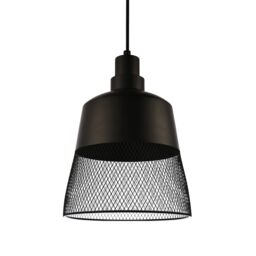 Happy Homewares Industrial Vintage Pendant Light Shade with Wire Mesh Grill Design in Black - thumbnail 1