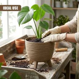 KORVIXA Brown Plant Pot with Legs 29cm Indoor Outdoor Planter - thumbnail 3