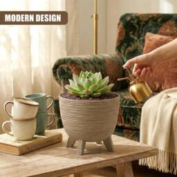 KORVIXA Brown Plant Pot with Legs 29cm Indoor Outdoor Planter - thumbnail 5