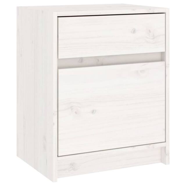 Berkfield Home Bedside Cabinet White 40x31x50 cm Solid Pinewood - Size: 40 x 31 x 50 cm - image 1