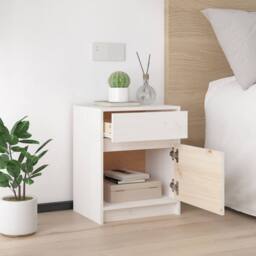 Berkfield Home Bedside Cabinet White 40x31x50 cm Solid Pinewood - Size: 40 x 31 x 50 cm - thumbnail 4