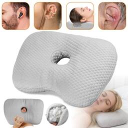 FLAVORA Soft Piercing Ear Pillow for Side Sleepers in Grey - Size: Emperor - thumbnail 1