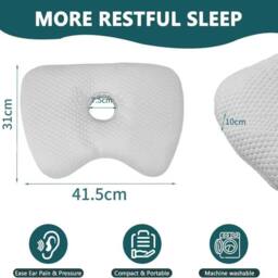 FLAVORA Soft Piercing Ear Pillow for Side Sleepers in Grey - Size: Emperor - thumbnail 2