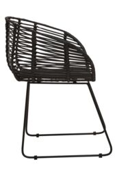 Orsina Versatile Black Natural Rattan Chair, Sturdy Rattan Arm Chair, Easily Maintained Rattan Dining Chair - thumbnail 3