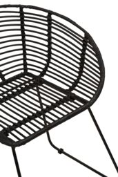 Orsina Versatile Black Natural Rattan Chair, Sturdy Rattan Arm Chair, Easily Maintained Rattan Dining Chair - thumbnail 5