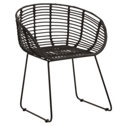Orsina Versatile Black Natural Rattan Chair, Sturdy Rattan Arm Chair, Easily Maintained Rattan Dining Chair - thumbnail 2