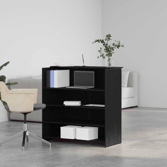 Berkfield Home Reception Desk Black Oak 100x50x103.5 cm Engineered Wood - image 1