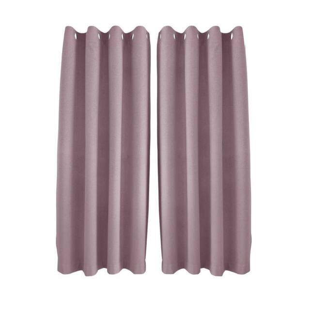 Happy Homewares Modern Textured Linen Fabric Blackout Eyelet Curtains - 2 Panel in Pink - Size: 120 cm width x 160 cm drop - image 1