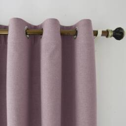Happy Homewares Modern Textured Linen Fabric Blackout Eyelet Curtains - 2 Panel in Pink - Size: 120 cm width x 160 cm drop - thumbnail 2