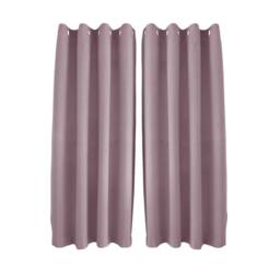 Happy Homewares Modern Textured Linen Fabric Blackout Eyelet Curtains - 2 Panel in Pink - Size: 120 cm width x 160 cm drop - thumbnail 1