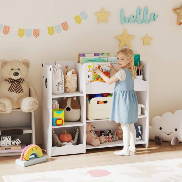AIYAPLAY kids Toy storage unit, three tier Kids Bookshelf for Nursery, White - image 1