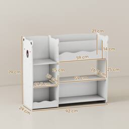 AIYAPLAY kids Toy storage unit, three tier Kids Bookshelf for Nursery, White - thumbnail 3