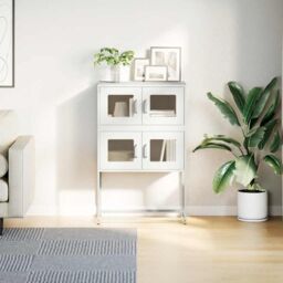 Berkfield Home Highboard White 68x39x107 cm Steel - Size: 68 x 39 x 107 cm - thumbnail 4