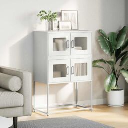 Berkfield Home Highboard White 68x39x107 cm Steel - Size: 68 x 39 x 107 cm - thumbnail 3