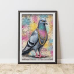60 SECOND MAKEOVER Pigeon Graffiti Print Urban Street Art Poster Junk Journal - Size: A4 - thumbnail 1
