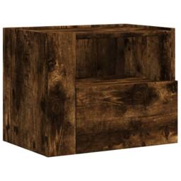 Berkfield Home Wall-mounted Bedside Cabinet Smoked Oak 45x30x35 cm in Brown - Size: 45 x 30 x 35 cm - thumbnail 1