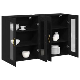 Berkfield Home Wall Mounted Cabinets 2 pcs Black Oak 69, 5x34x90 cm Engineered Wood - Size: 5 x 34 x 90 cm - thumbnail 3