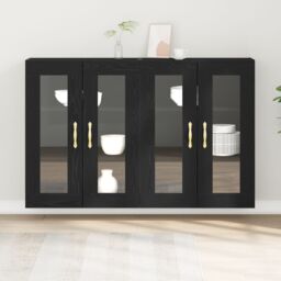 Berkfield Home Wall Mounted Cabinets 2 pcs Black Oak 69, 5x34x90 cm Engineered Wood - Size: 5 x 34 x 90 cm - thumbnail 4