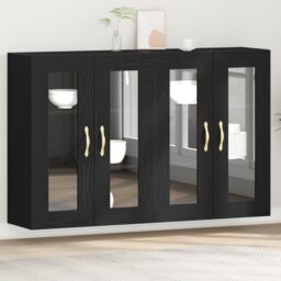 Berkfield Home Wall Mounted Cabinets 2 pcs Black Oak 69, 5x34x90 cm Engineered Wood - Size: 5 x 34 x 90 cm - thumbnail 1