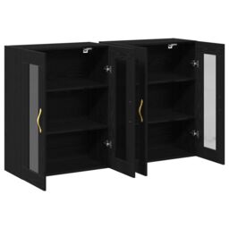 Berkfield Home Wall Mounted Cabinets 2 pcs Black Oak 69, 5x34x90 cm Engineered Wood - Size: 5 x 34 x 90 cm - thumbnail 5