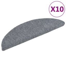 Berkfield Home Self-adhesive Stair Mats 10 pcs Light Grey 56x17x cm Needle Punch - Size: Medium - thumbnail 2