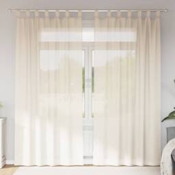 Berkfield Home Voile Curtains with Tab Top 2 pcs Cream - thumbnail 2