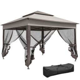 OUTSUNNY Garden Folding Tent Heavy Duty Pop Up Gazebo for Party in Light Grey - thumbnail 2