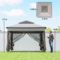 OUTSUNNY Garden Folding Tent Heavy Duty Pop Up Gazebo for Party in Light Grey - thumbnail 3