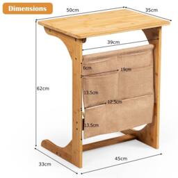 NESTLUNE Bamboo Side Table C-Shaped Sofa End Table in Brown - Size: 100 cm x 15 cm - thumbnail 2