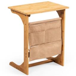NESTLUNE Bamboo Side Table C-Shaped Sofa End Table in Brown - Size: 100 cm x 15 cm - thumbnail 1