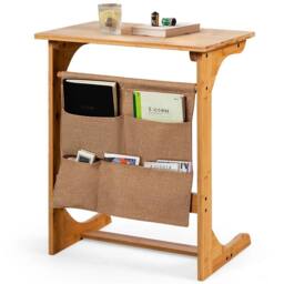 NESTLUNE Bamboo Side Table C-Shaped Sofa End Table in Brown - Size: 100 cm x 15 cm - thumbnail 3