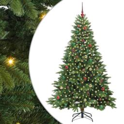 Berkfield Home Artificial Christmas Tree with 300 LEDs Green 210 cm PE & PVC - thumbnail 2