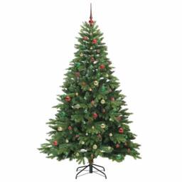 Berkfield Home Artificial Christmas Tree with 300 LEDs Green 210 cm PE & PVC - thumbnail 6