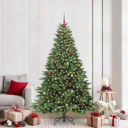 Berkfield Home Artificial Christmas Tree with 300 LEDs Green 210 cm PE & PVC - thumbnail 1