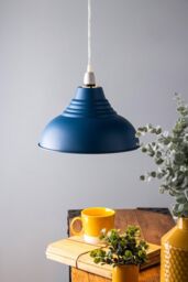 BHS Lighting Steel Diner Easy Fit Light Shade in Navy - thumbnail 4