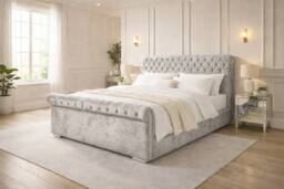 PARADISE BEDS LTD Luxury Ripon Divan Ottoman Modern Bed in Silver - Size: King