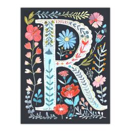 "Artery8 Women's Wall Art Print Letter R in Bright Watercolour Flowers Cute Floral Word Art For Her Poster - Size: W18"" x H24""" - thumbnail 1