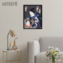 "Artery8 Kabuki Theatre Scene Japanese Framed Canvas Wall Art Print Kunichika - Size: W24"" x H32""" - thumbnail 3