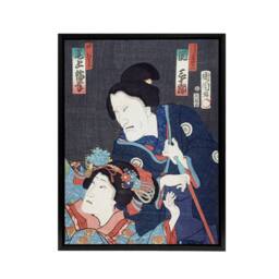 "Artery8 Kabuki Theatre Scene Japanese Framed Canvas Wall Art Print Kunichika - Size: W24"" x H32""" - thumbnail 1