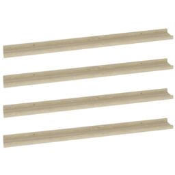 Berkfield Home Wall Shelves 4 pcs Sonoma Oak 100x9x3 cm in Brown - Size: 100 x 9 x 3 cm - thumbnail 2