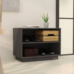 Berkfield Home Shoe Cabinet Grey 60x34x45 cm Solid Wood Pine - Size: 60 x 34 x 45 cm - thumbnail 3