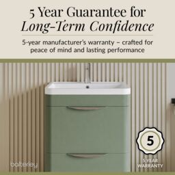 Balterley Contemporary Floor 2 Drawer Bathroom Vanity Unit, Satin Green, 600mm in Green - thumbnail 6