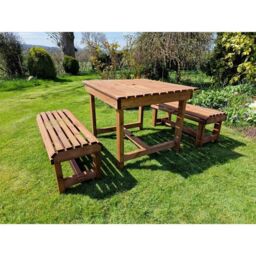 Churnet Valley Garden Furniture Ltd Contemporary 4 Seater Table & Bench Set - Timber - Fully Assembled in Brown - thumbnail 3