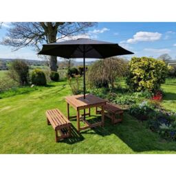 Churnet Valley Garden Furniture Ltd Contemporary 4 Seater Table & Bench Set - Timber - Fully Assembled in Brown - thumbnail 5