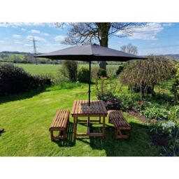 Churnet Valley Garden Furniture Ltd Contemporary 4 Seater Table & Bench Set - Timber - Fully Assembled in Brown - thumbnail 6