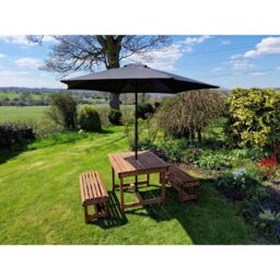 Churnet Valley Garden Furniture Ltd Contemporary 4 Seater Table & Bench Set - Timber - Fully Assembled in Brown - thumbnail 4