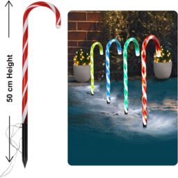 MANTRARAJ 4Pcs LED Candy Canes Christmas Outdoor Decoration Pathway Garden Light - thumbnail 4