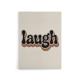 "Artery8 Laugh Vibrant Retro Rainbow Font Typography Canvas Wall Art Print in Beige - Size: W18"" x H24""" - thumbnail 1