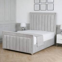 Living Comfort Bedz Royale Plush Velvet Upholstered Bed Slatted Base with 48Inch Headboard in Silver - Size: King