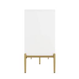 Merax 158cm Geometric 4-Door Sideboard with Metal Legs & Gold Handles in White - thumbnail 8